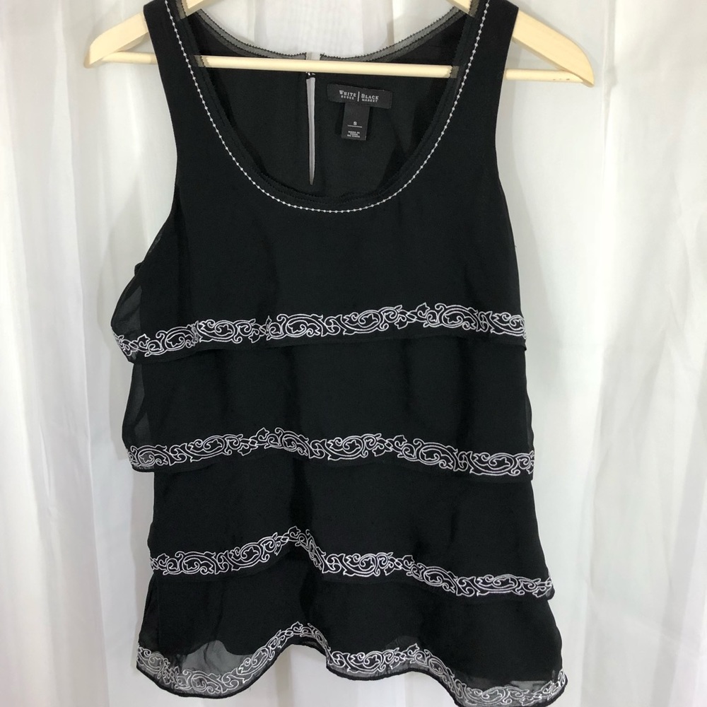 WHBM | tiered tank with embroidery
